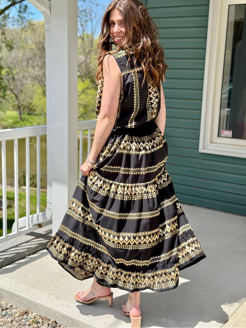 AETHER CONCEPT GOLDEN SANTORINI MAXI DRESS Size Medium - Picture 6 of 15